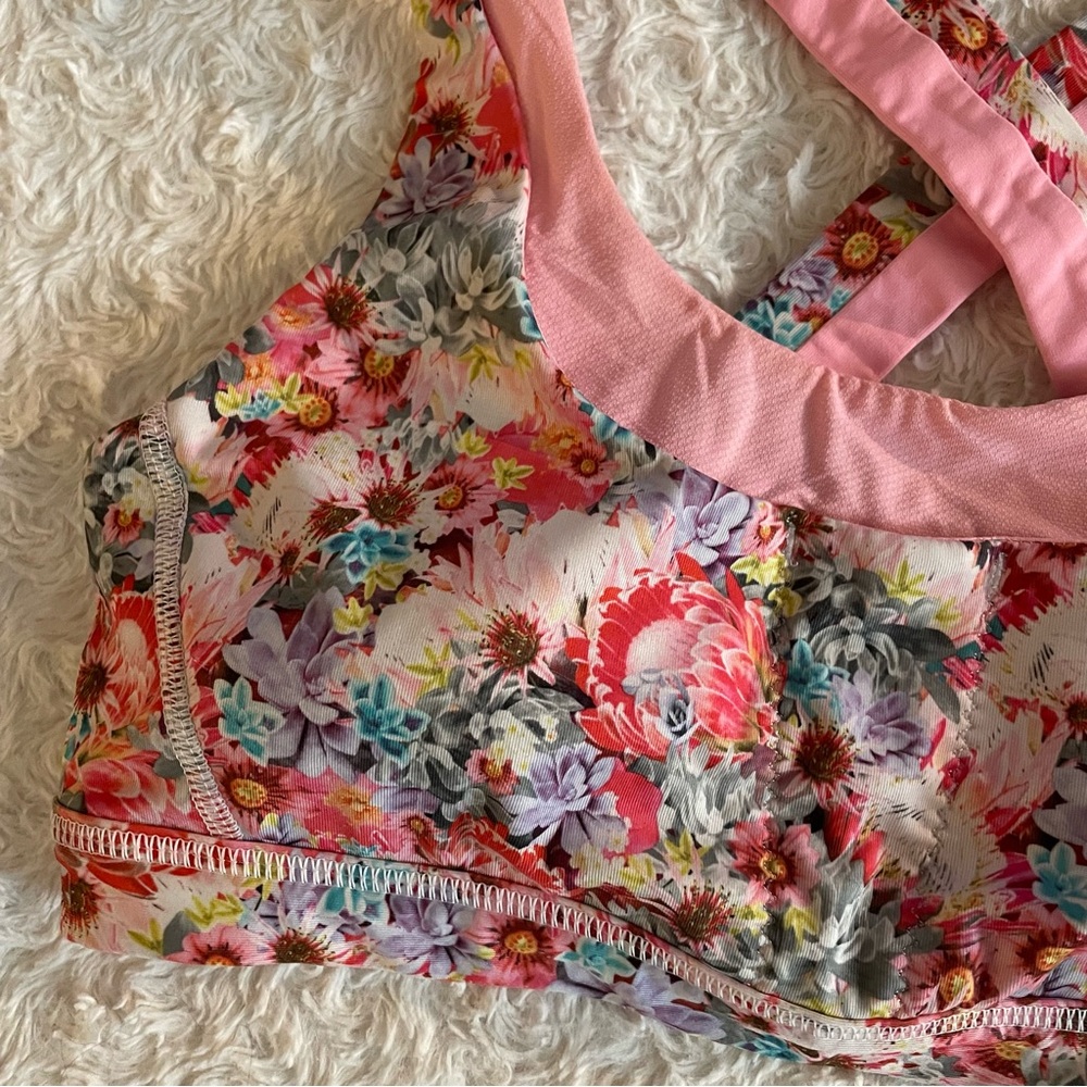 Lululemon Run Your Stuff II Floral Multi-Color Sports Bra Size 8 - Picture 4 of 8